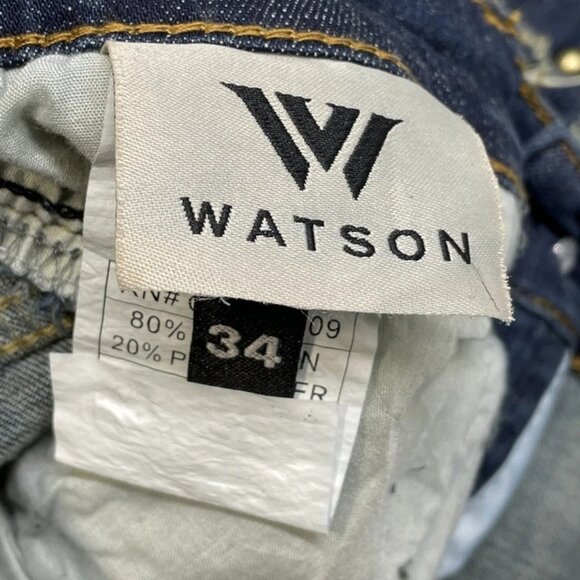 Watson Men's Stacked Studded Jeans Blue Size 34 | Designer Denim - Picture 5 of 7